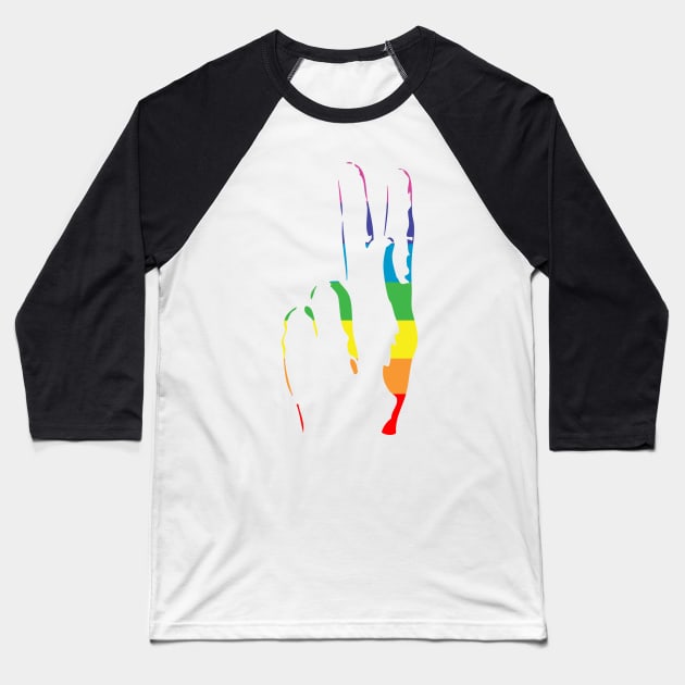 rainbow pride peace sign Baseball T-Shirt by chromatosis